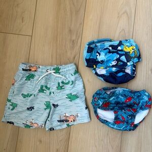 Baby swim shorts and swim diapers x2 set - size 6-12 months